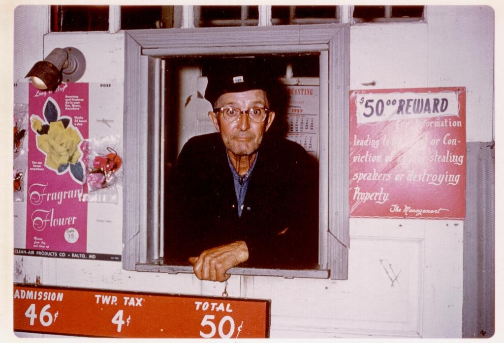 Earl Spadt (William Beck's father) selling tickets, 1950's.