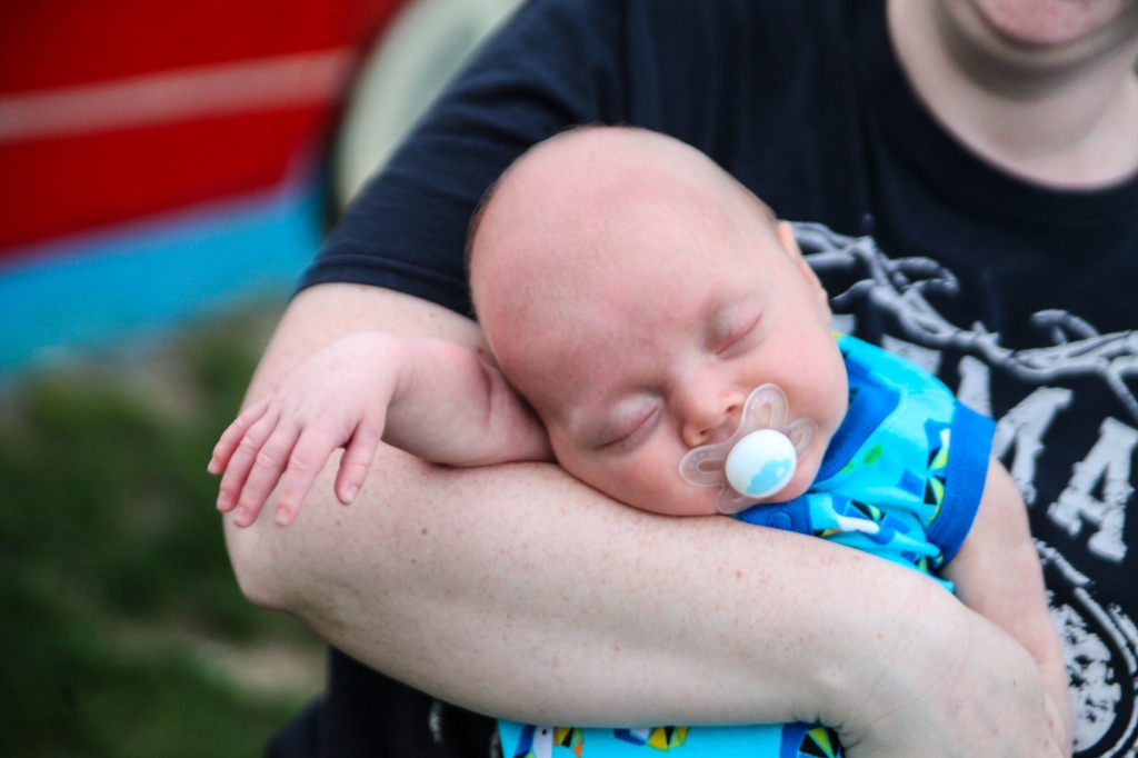 All tuckered out from a busy day at the drive-in