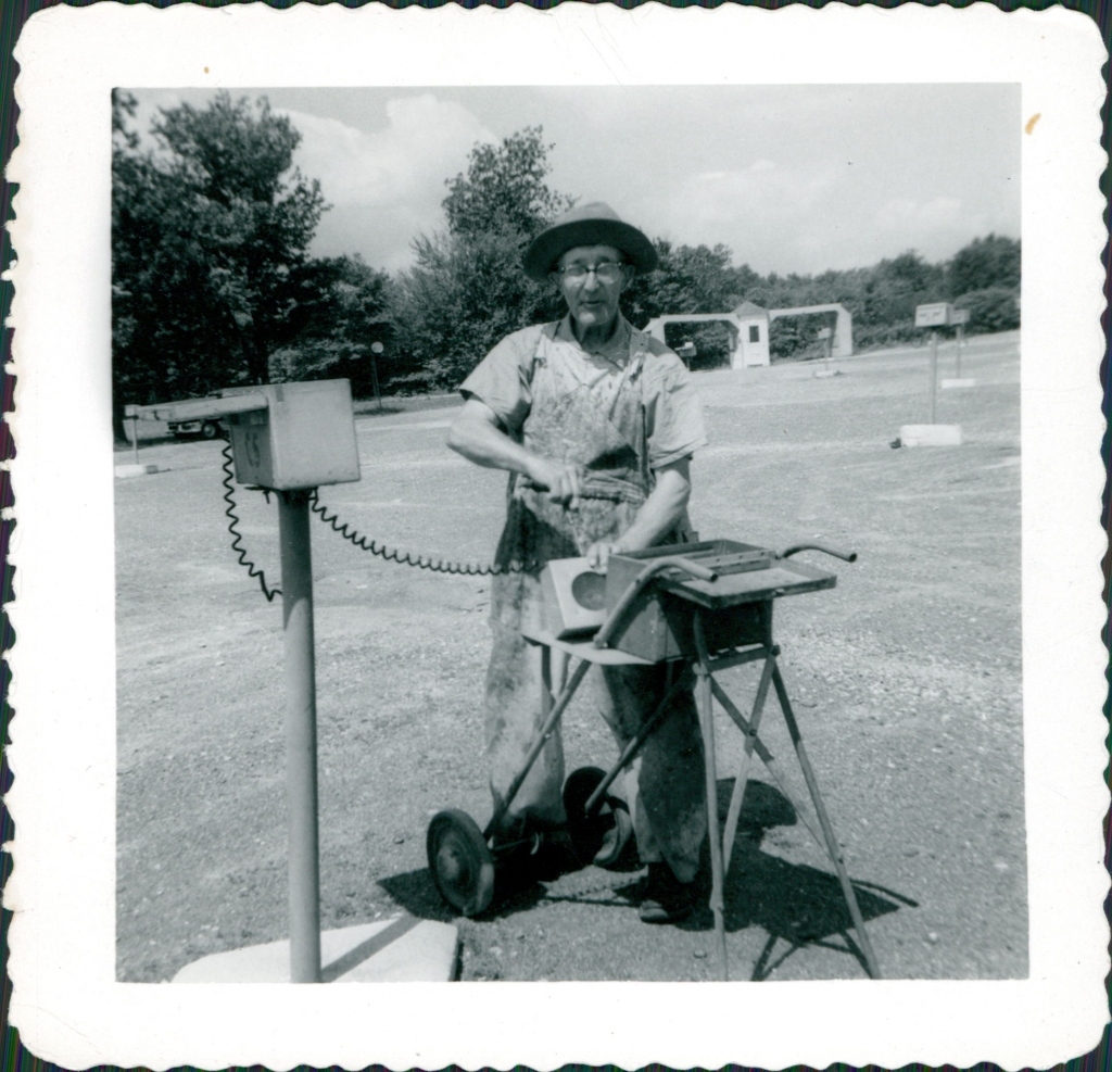 Earl Spadt fixing the speakers made at Dieter's Foundry in Cherryville, PA.