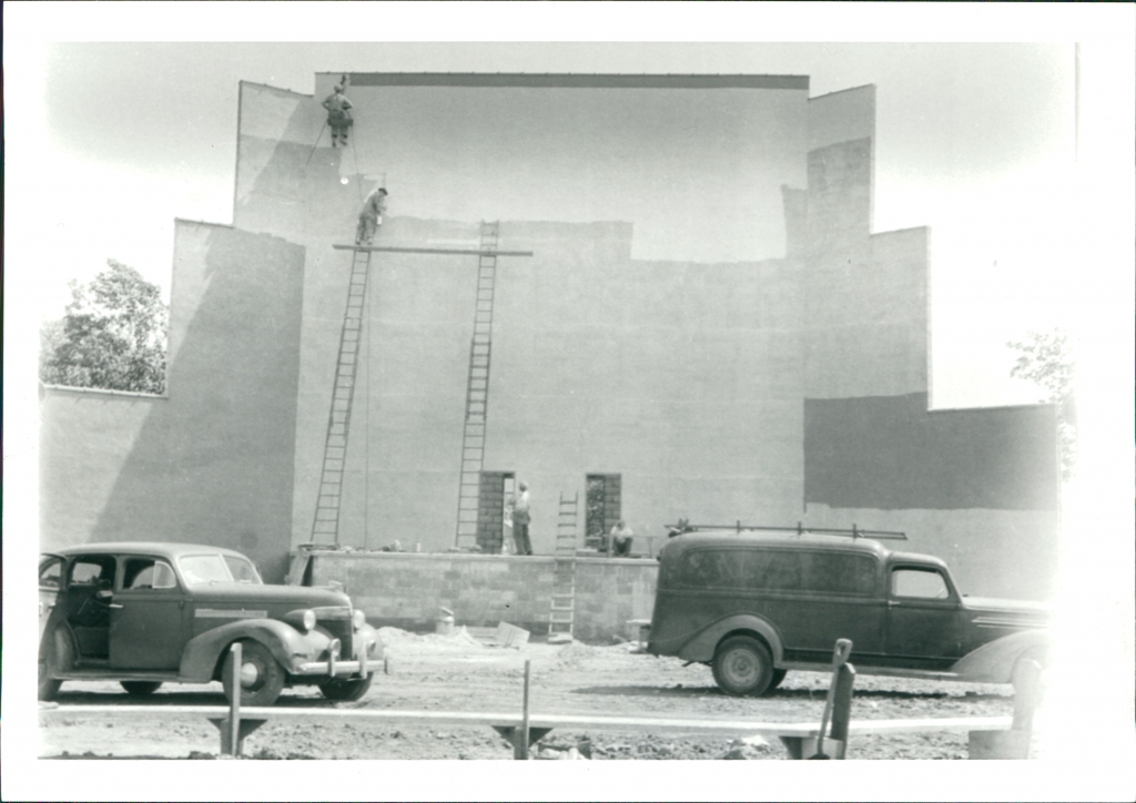 Painting the first screen after construction, 1946.