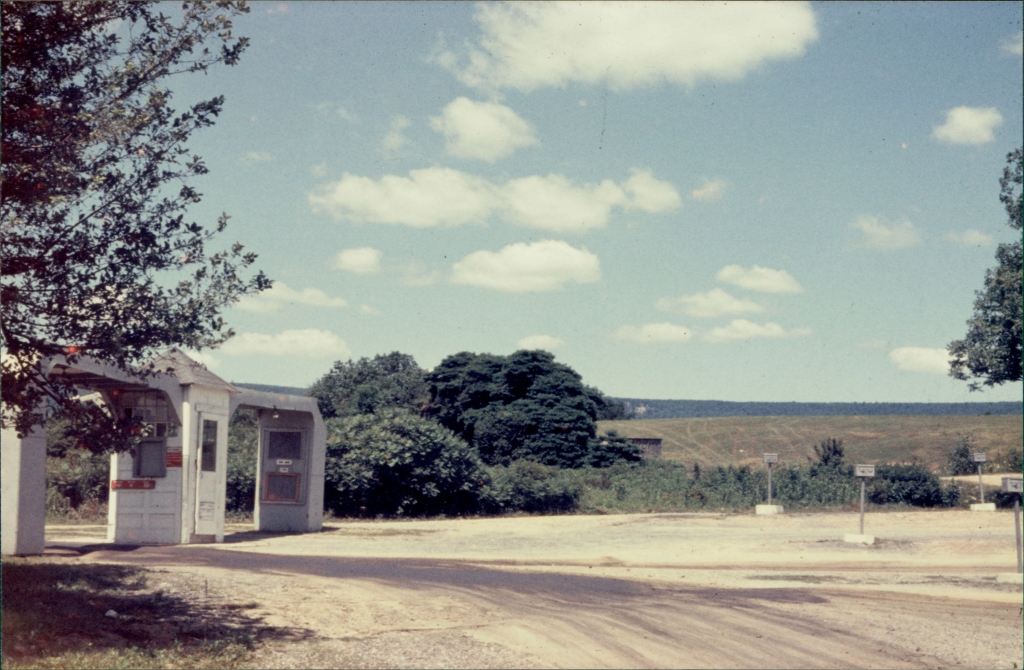 Ticket booth and speaker posts, 1950's.
