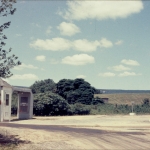 Ticket booth and speaker posts, 1950's.