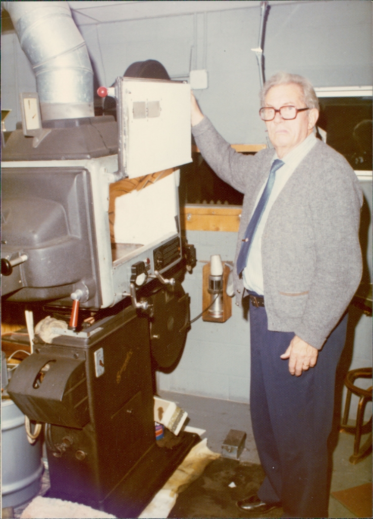 William Beck operating the projectors in the 1970's.