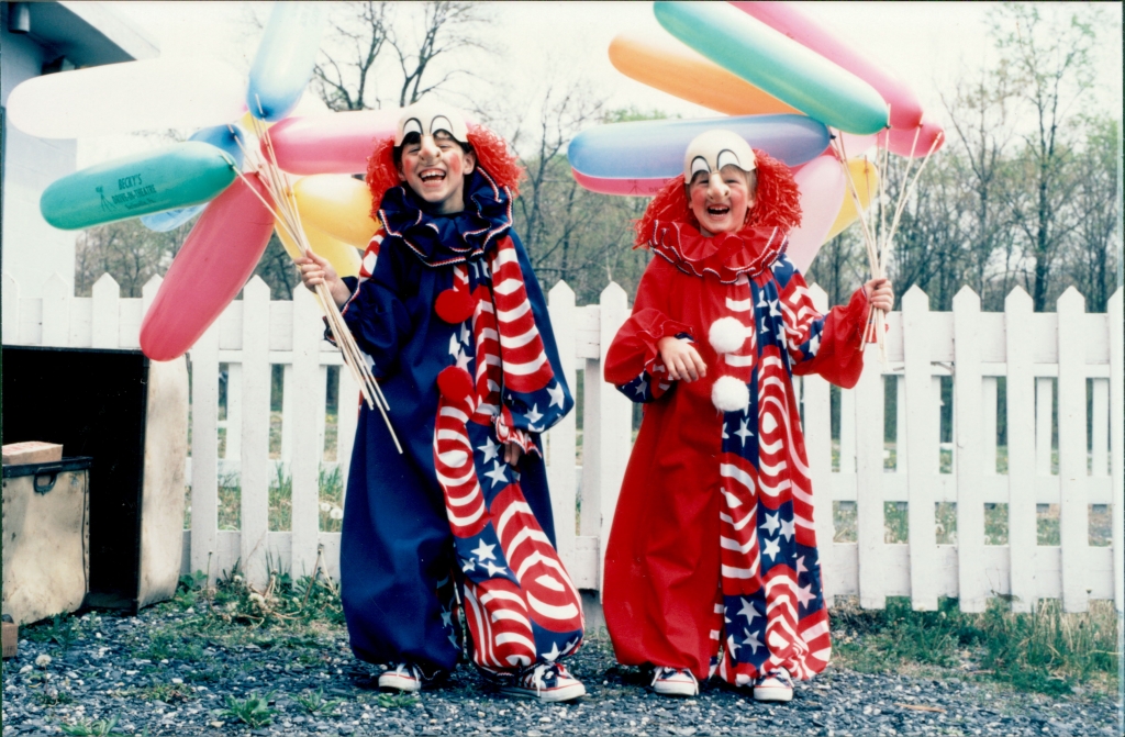 Scott and Sean Beck (William and Alice's grandsons) handing out balloons to patrons before the movies start.