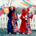 Scott and Sean Beck (William and Alice's grandsons) handing out balloons to patrons before the movies start.