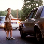 Mac Marino (great-grandson of William and Alice), dressed up as George of the Jungle, handing out flyers to patrons entering the theater.